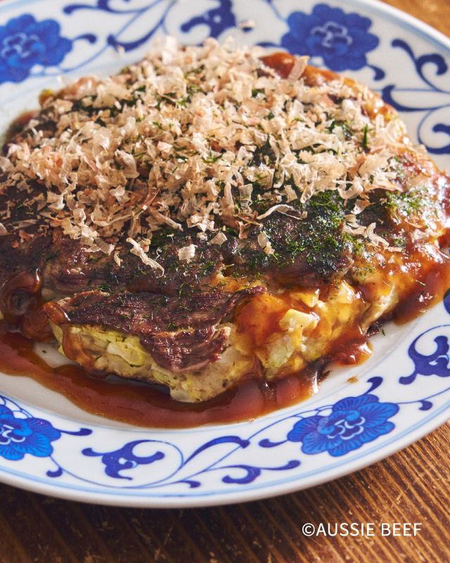 牛肉のお好み焼き